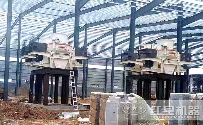 安徽制砂生產(chǎn)線正在安裝圖