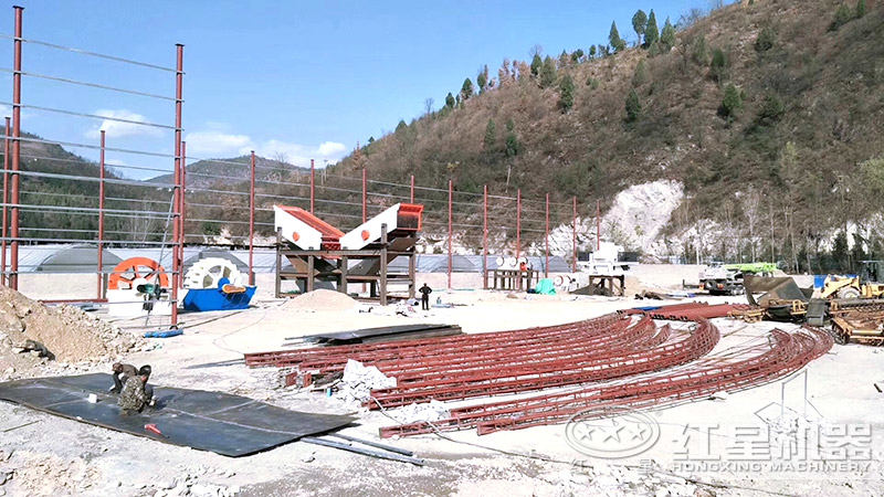 石子加工生產線安裝現場