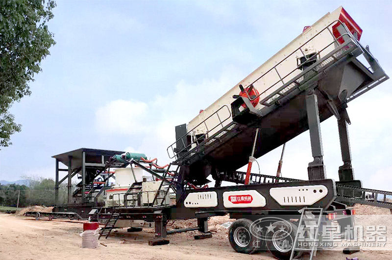 輪胎式移動石子磨沙機