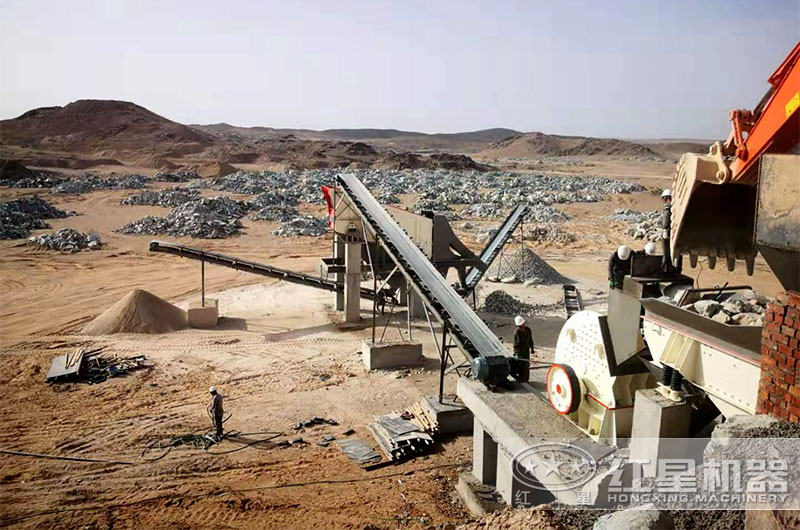 石灰?guī)r簡易制砂生產(chǎn)線可用重錘式破碎機