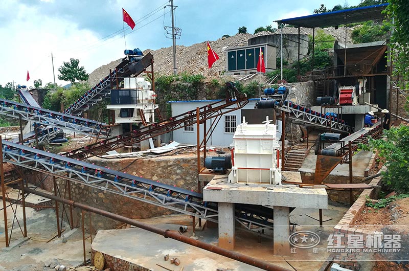 石灰?guī)r制砂生產(chǎn)線砂石同出現(xiàn)場實拍