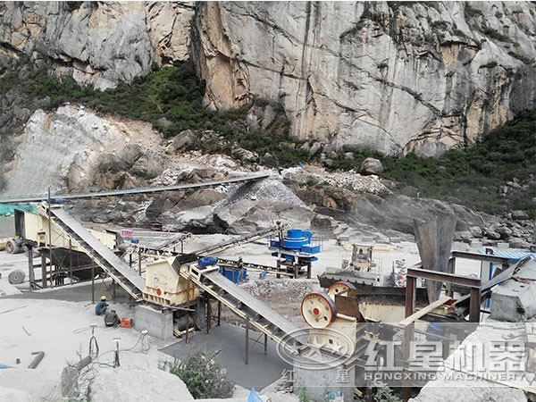 石灰石制砂生產(chǎn)線現(xiàn)場流程圖