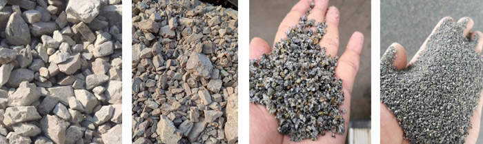 石頭破碎成石子和沙子