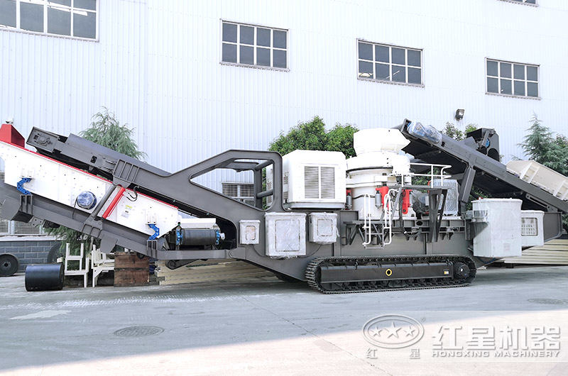 搭載圓錐破碎機的履帶移動破碎設備